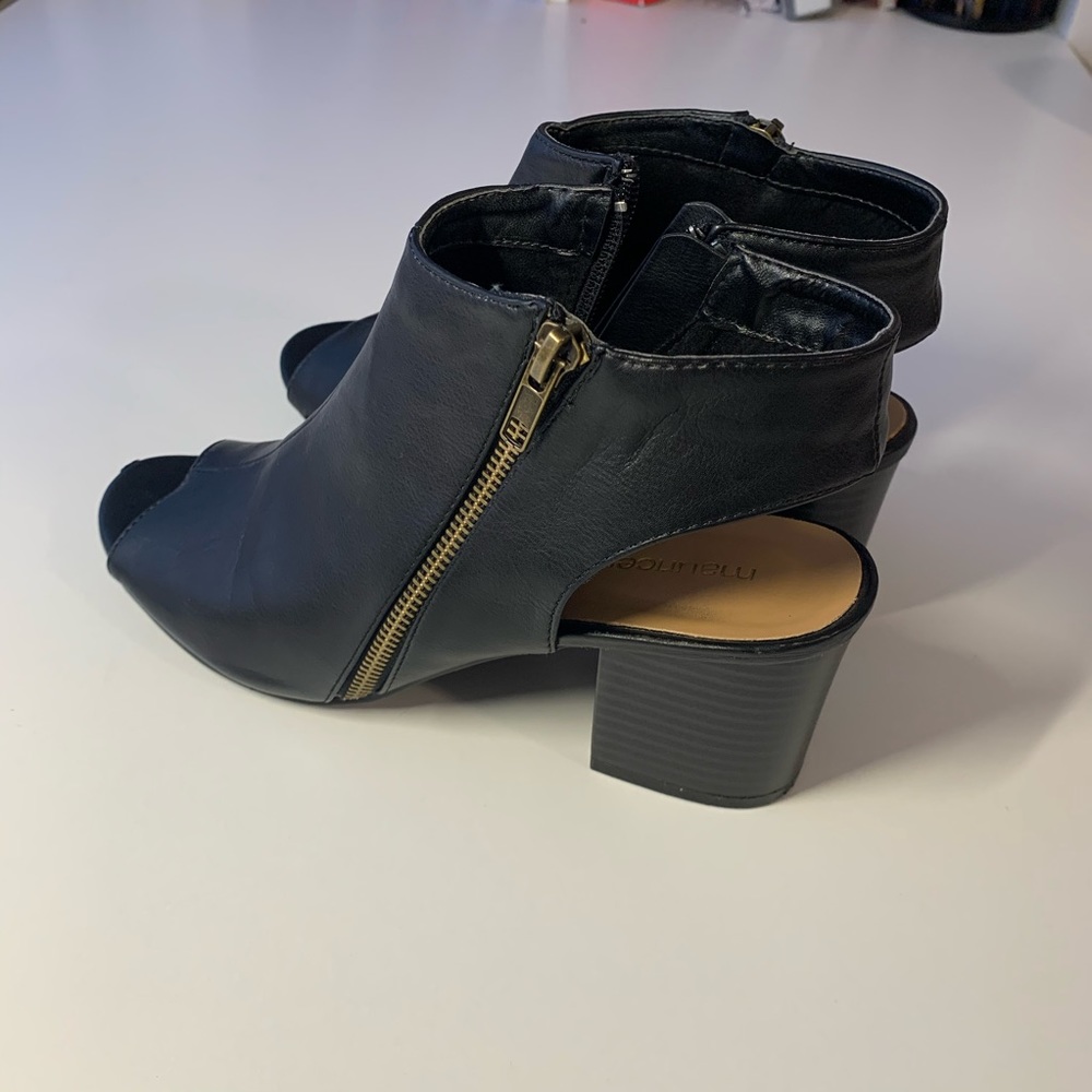 Black open toe booties